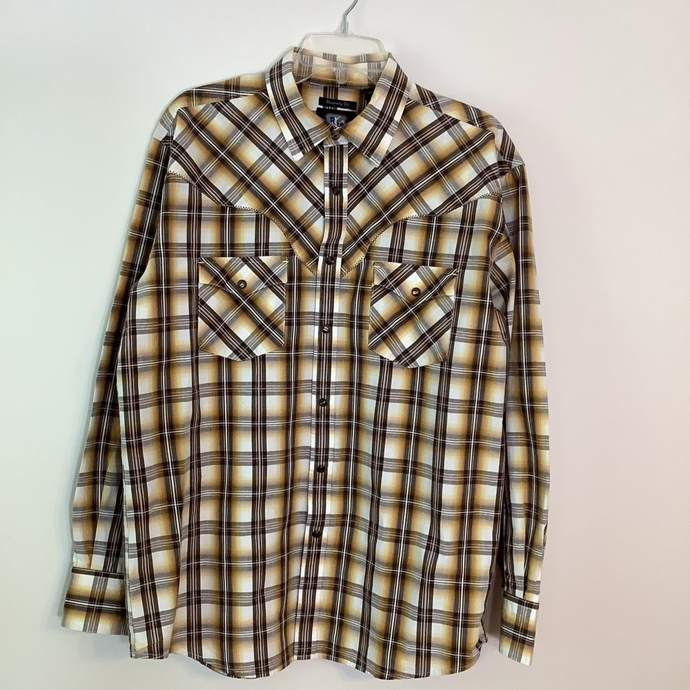Resistol University, Men’s, Western pearl snap shirt. Size Large.